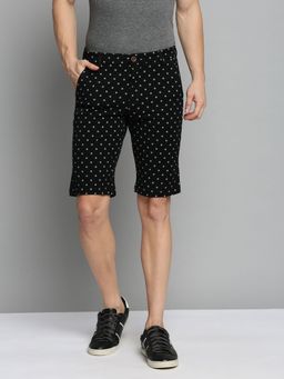 SHOWOFF - Men's Knee Length Black Printed Mid-rise Regular Shorts
