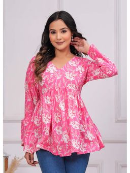 Kipek - Womens Pink Floral Printed Top