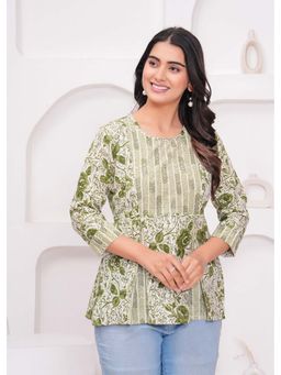 Kipek - Womens Green Floral Printed Top
