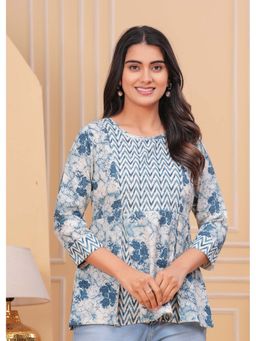 Kipek - Womens Floral Blue Printed Top