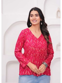 Kipek - Womens Hot Pink Printed Top