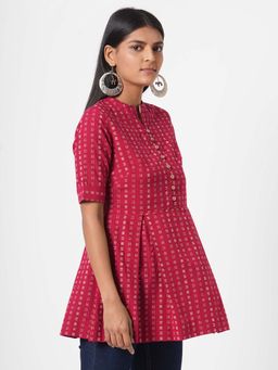 Kami Kubi - Pink Handloom Woven Dobby Top