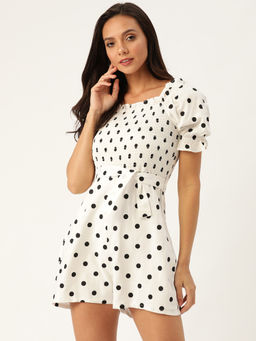 Twenty Dresses by Nykaa Fashion - Circles Of Love White Playsuit With Belt