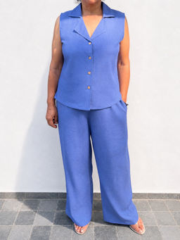 Obleka - Blue Cotton Slub Co-Ord Set