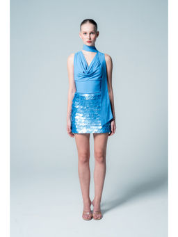 SOTBELLA - Blue Bay Sequin Top and Skirt with Scarf