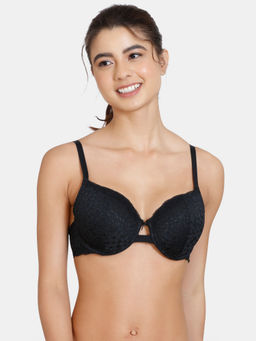 Zivame - Serenade Spring Lush Padded Wired 3/4th Coverage Lace Bra - Anthracite