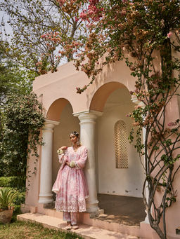 Heeposh - Schiffli Embroidered Marble Printed Kurta with Trouser & Dupatta (Set of 3)