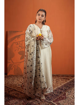 Heeposh - Floral Printed Sleeves Kurta with Palazzo & Dupatta (Set of 3)