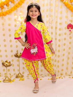 BownBee - Pure Cotton Ethnic suit set For Girls- Pink