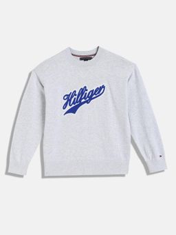 Tommy Hilfiger - Boys Logo Regular Fit Cotton Sweater - Grey