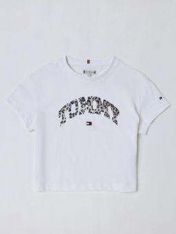 Tommy Hilfiger - Girls Logo Relaxed Fit Cotton T-Shirt - White