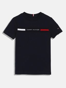 Tommy Hilfiger - Boys Logo Regular Fit Cotton T-Shirt - Navy Blue