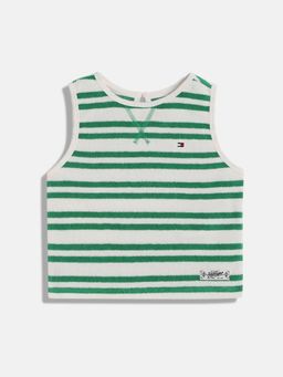 Tommy Hilfiger - Boys Striped Slim Fit Cotton T-Shirt - Green