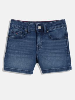 Tommy Hilfiger - Girls Solid/Plain Regular Fit Cotton Short - Blue