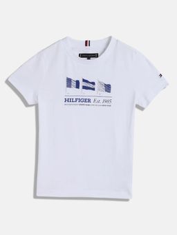 Tommy Hilfiger - Boys Logo Regular Fit Cotton T-Shirt - White