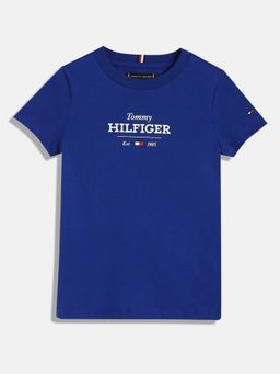 Tommy Hilfiger - Boys Logo Regular Fit Cotton T-Shirt - Blue