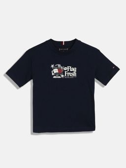 Tommy Hilfiger - Boys Graphic Relaxed Fit Cotton T-Shirt - Black