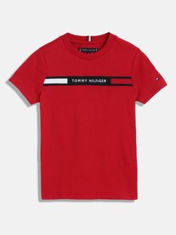 Tommy Hilfiger - Boys Logo Regular Fit Cotton T-Shirt - Red
