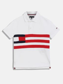 Tommy Hilfiger - Boys Colorblock Regular Fit Cotton Polo T-Shirt - White