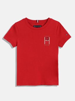 Tommy Hilfiger - Boys Logo Regular Fit Cotton T-Shirt - Red