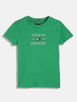 Tommy Hilfiger - Boys Logo Regular Fit Cotton T-Shirt - Green
