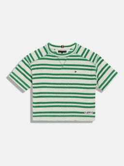 Tommy Hilfiger - Boys Striped Regular Fit Cotton T-Shirt - Green