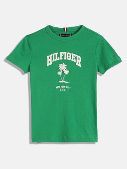 Tommy Hilfiger - Boys Logo Regular Fit Cotton T-Shirt - Green