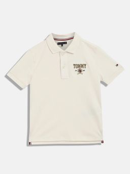 Tommy Hilfiger - Boys Logo Regular Fit Cotton Polo T-Shirt - White