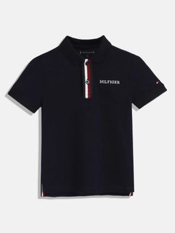 Tommy Hilfiger - Boys Solid/Plain Regular Fit Cotton Polo T-Shirt - Blue