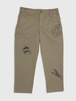 Tommy Hilfiger - Boys Printed Regular Fit Cotton Trouser - Brown