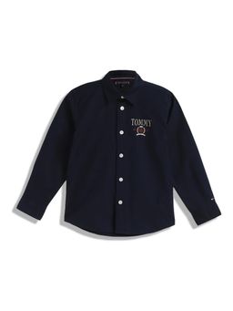 Tommy Hilfiger - Boys Logo Regular Fit Cotton Shirt - Navy Blue