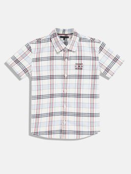 Tommy Hilfiger - Boys Checked Regular Fit Cotton Shirt - White