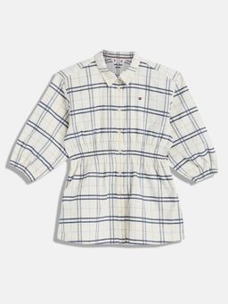 Tommy Hilfiger - Girls Checks Regular Fit Cotton Dress - Beige