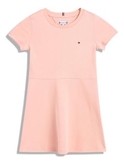 Tommy Hilfiger - Girls Solid/Plain Slim Fit Cotton Dress - Coral