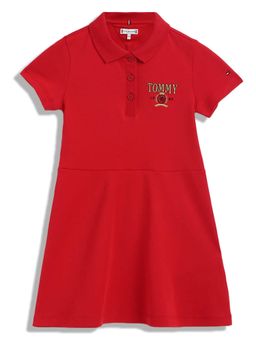 Tommy Hilfiger - Girls Logo Regular Fit Cotton Dress - Red