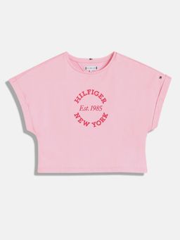 Tommy Hilfiger - Girls Logo Relaxed Fit Cotton T-Shirt - Pink