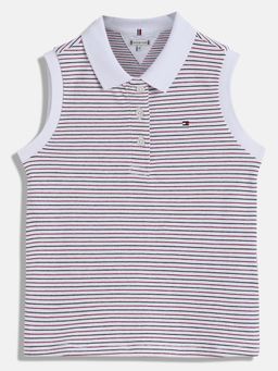 Tommy Hilfiger - Girls Striped Regular Fit Cotton Polo T-Shirt - Multi-Color