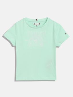 Tommy Hilfiger - Girls Logo Regular Fit Cotton T-Shirt - Green