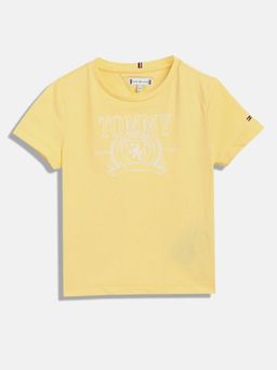 Tommy Hilfiger - Girls Logo Regular Fit Cotton T-Shirt - Yellow
