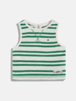 Tommy Hilfiger - Girls Striped Slim Fit Cotton T-Shirt - Green