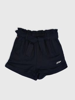 Tommy Hilfiger - Girls Regular Fit Solid/Plain Mid Rise Short - Blue