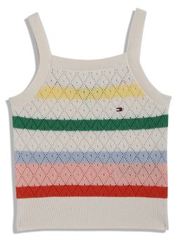 Tommy Hilfiger - Girls Striped Regular Fit Cotton Top - Multi-Color