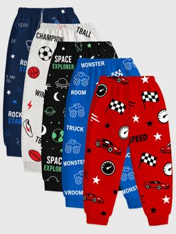 Kuchipoo - Boys Regular Fit Printed Cotton Joggers (Pack of 5)