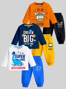 Kuchipoo - Boys Regular Fit Cotton T-shirts and Joggers (Pack of 3)