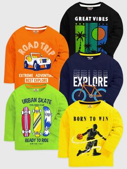 Kuchipoo - Boys Regular Fit Graphic Cotton T-shirts (Pack of 5)