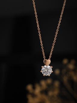 Carlton London - Rose Gold Plated CZ Studded Necklace