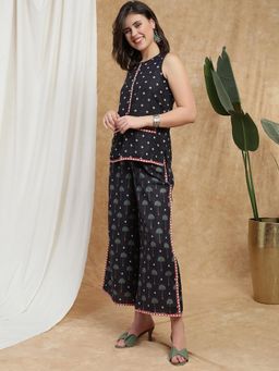 Globus - Women Black Printed Tunic and Palazzo Co-ord Set