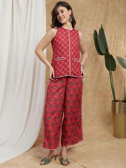 Globus - Women Maroon Printed Tunic and Palazzo Co-ord Set