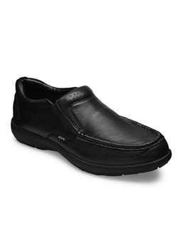 EZOK - Genuine Leather Black Solid Formal Slip On For Men