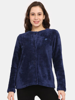 Zivame - Rosaline Minky Plush Knit Poly Cardigan - Ocean Caveran